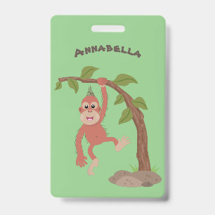 Badge Illustration de dessin animé de bébé orang-outan m