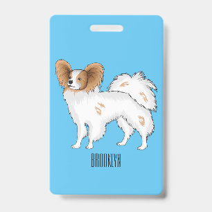 Badge illustration de dessin animé de chien papillon