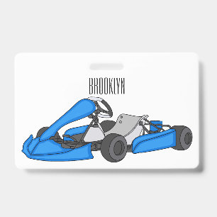 Badge Illustration de dessin animé de course de karting