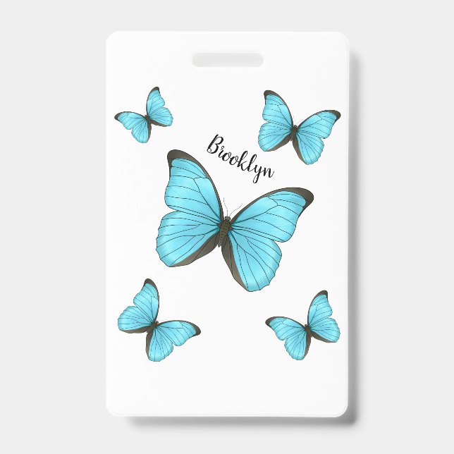 Badge illustration de dessin animé de papillons Morpho  (Avant)
