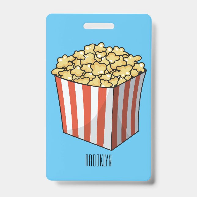 Badge illustration de dessin animé de pop-corn  (Avant)
