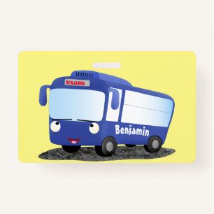 Badge Illustration d'un bus moderne bleu mignon