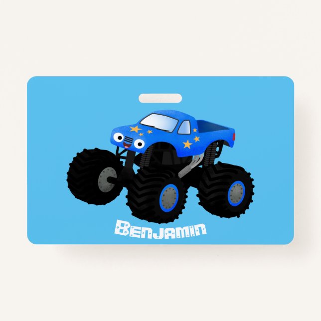 Badge Illustration d'un camion monstre bleu mou (Devant)