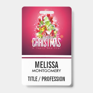 Badge Illustration graphique de Noël rouge moderne