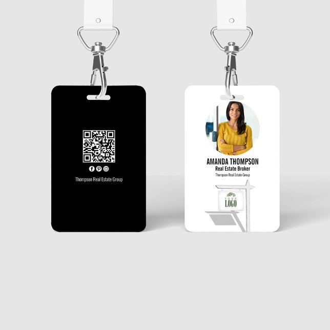 Badge Immobilier Ajoutez votre logo Photo QR Code (Real estate custom photo badge with a QR code.)