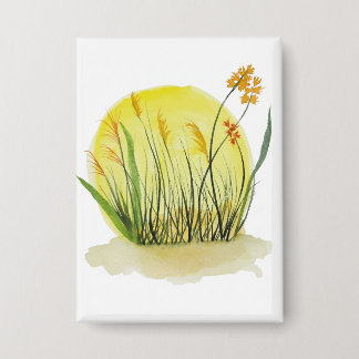 Badge Impression d'art à l'aquarelle de Golden Meadow