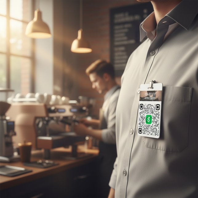 Badge Incendie sans cachets Insigne de code QR personnal (Cashless Tipping Personalized QR Code Badge)