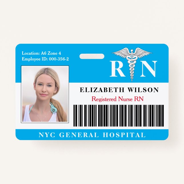 Badge Infirmière de la RN| ID photo de l'employé Médical (Devant)