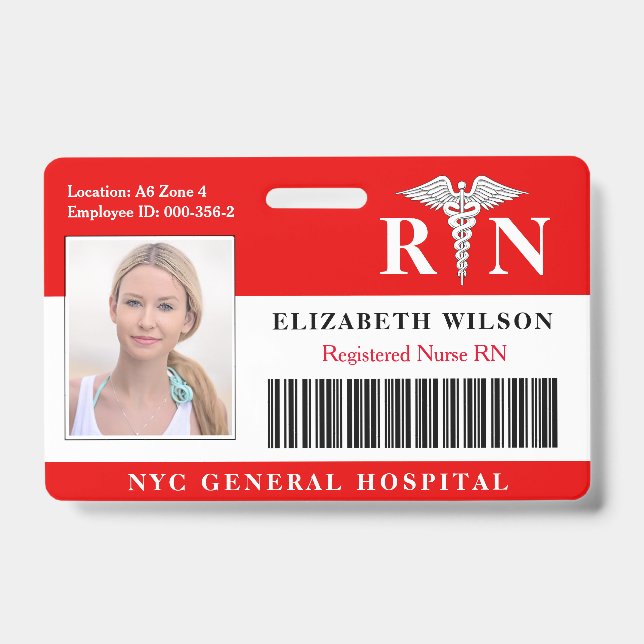 Badge Infirmière de la RN| ID photo de l'employé Médical (Avant)