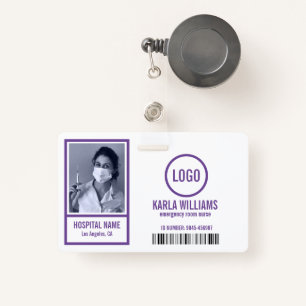 Badge Infirmière de la salle d'urgence tons violets modè