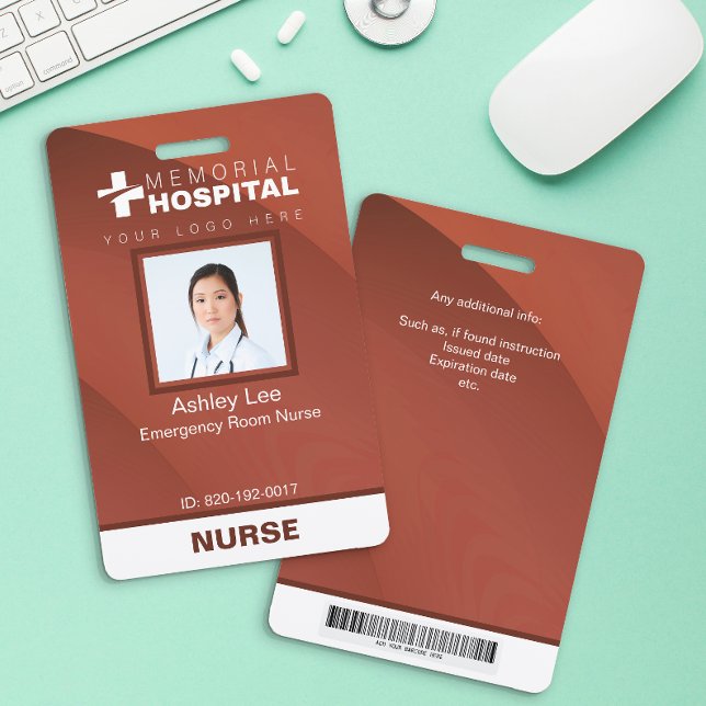 Badge Infirmière de l'hôpital rouille Badse ID avec phot (Créateur téléchargé)