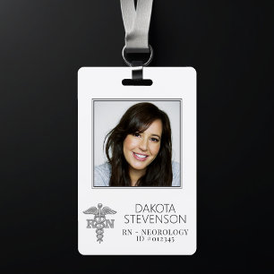Badge Infirmière diplômée Caducée   Carte d'identité pho