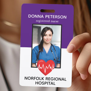Badge Infirmière diplômée ID photo médicale violet Trava