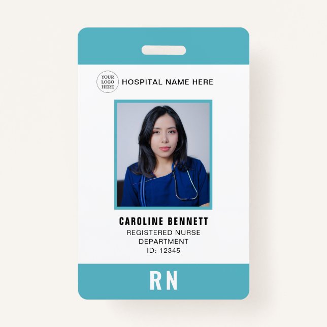 Badge Infirmière du personnel Médicale - ID photo | Logo (Devant)