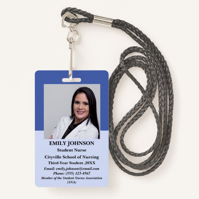 Badge Infirmière étudiante personnalisée (Devant avec lanière)