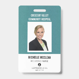 Badge Infirmière inscrite ID Professionnel Turquoise sim