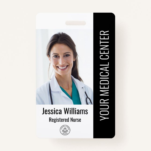 Badge Infirmière inscrite RN ID employé noir (Devant)