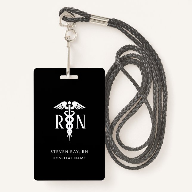 Badge Infirmière Médicale Caduceus - ID personnalisé (Devant avec lanière)