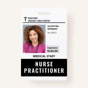 Badge Infirmière Praticien ID Photo Logo Code à barres B