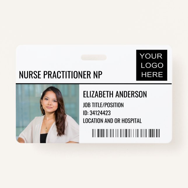 Badge Infirmière Praticienne IP Photo ID Logo de l'hôpit (Devant)
