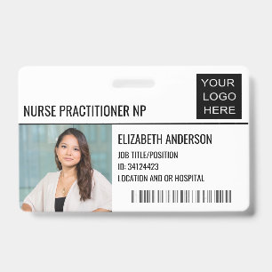 Badge Infirmière praticienne NP Photo ID Logo de l'hôpit