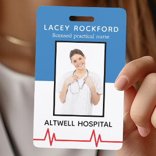 Badge Infirmière pratique autorisée LPN bleu photo Médic