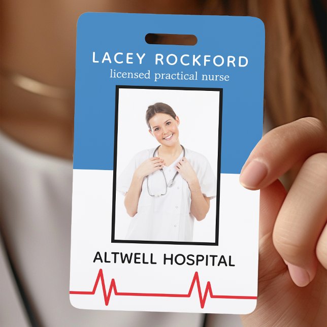 Badge Infirmière pratique autorisée LPN bleu photo Médic (Créateur téléchargé)
