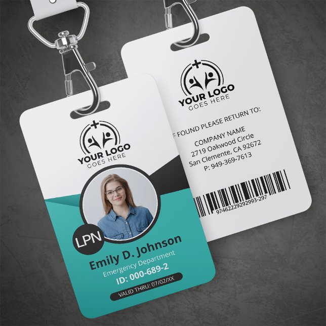 Badge Infirmière pratique autorisée LPN photo Code à bar (Créateur téléchargé)