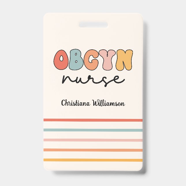 Badge Infirmière Retro OBGYN personnalisée (Avant)