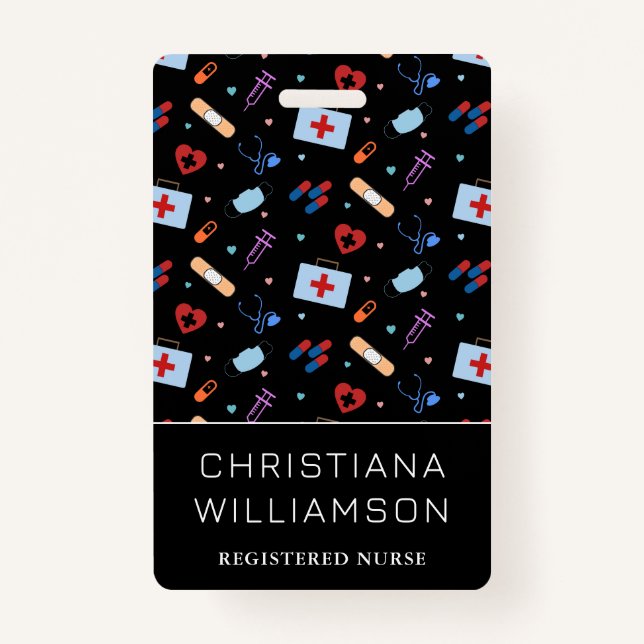 Badge Infirmière RN personnalisée | Docteur Motif Médica (Devant)