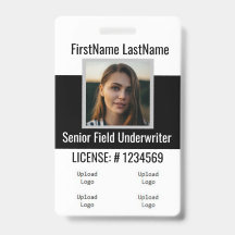 Insigne avant et arrière de l'agent d'assurance