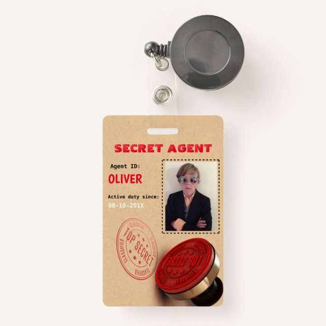 Badge Insigne d'agent secret de partie d'espion (Front with Retractable)