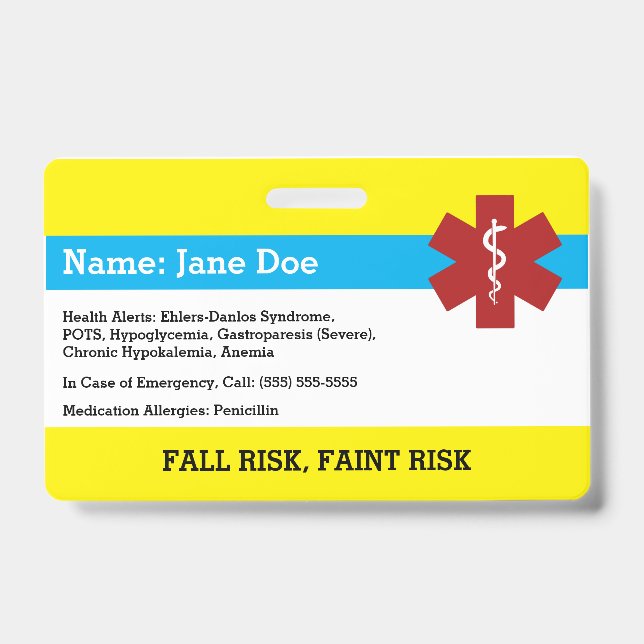 Badge Insigne d'alerte Médicale (Front)