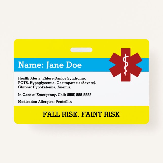 Badge Insigne d'alerte Médicale (Devant)