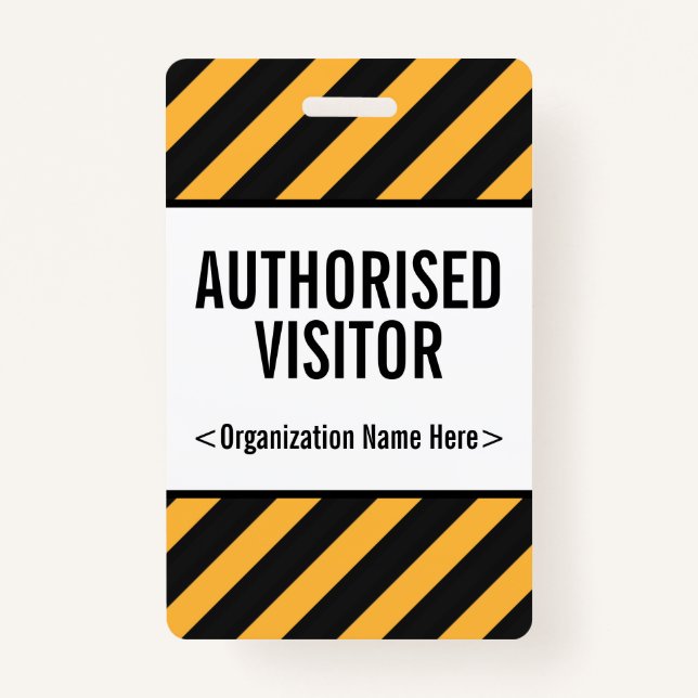 Badge Insigne de Attention-Saisie "A AUTORISÉ VISITEUR" (Devant)