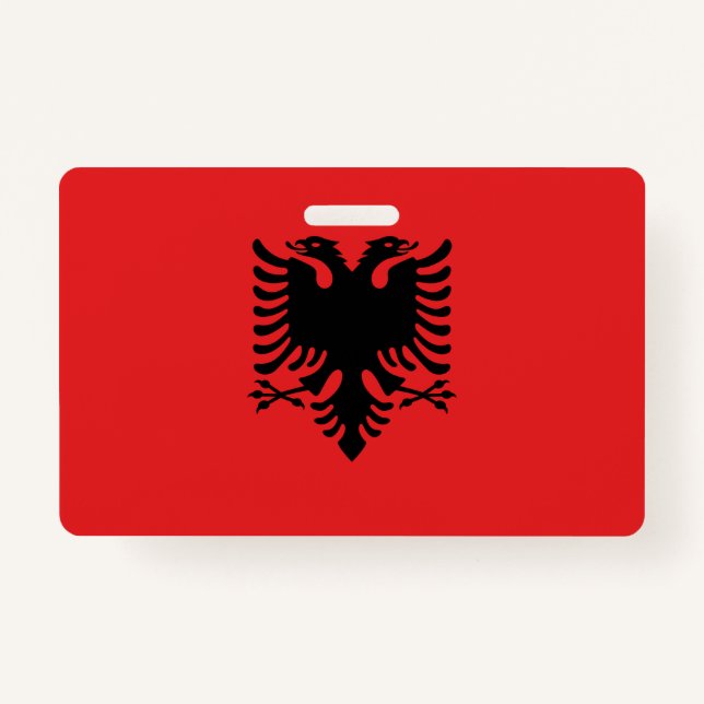 Badge Insigne de nom avec drapeau d'Albanie (Devant)