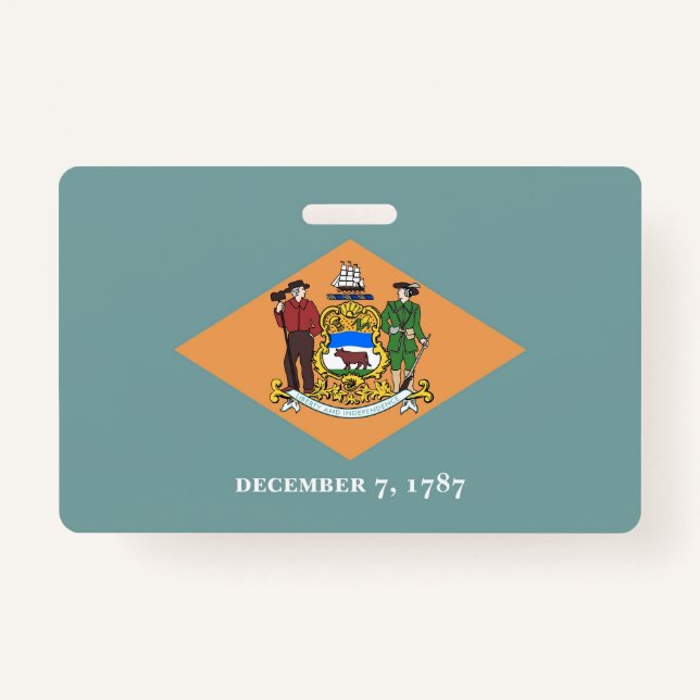 Badge Insigne de nom avec drapeau de l'État du Delaware, (Devant)