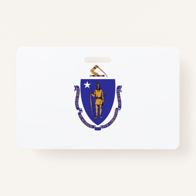 Badge Insigne de nom avec drapeau de Massachusetts State (Devant)