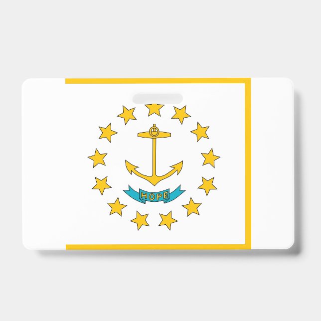 Badge Insigne de nom avec drapeau de Rhode Island, États (Avant)