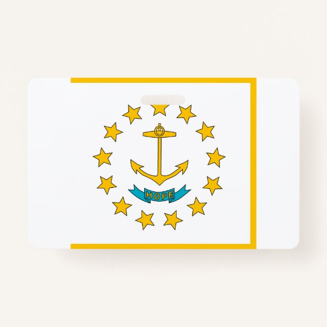 Badge Insigne de nom avec drapeau de Rhode Island, États (Devant)