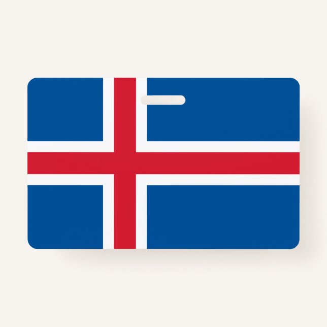 Badge Insigne de nom avec drapeau d'Islande (Devant)