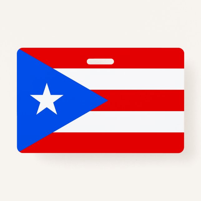 Badge Insigne de nom avec le drapeau de Porto Rico, USA (Devant)