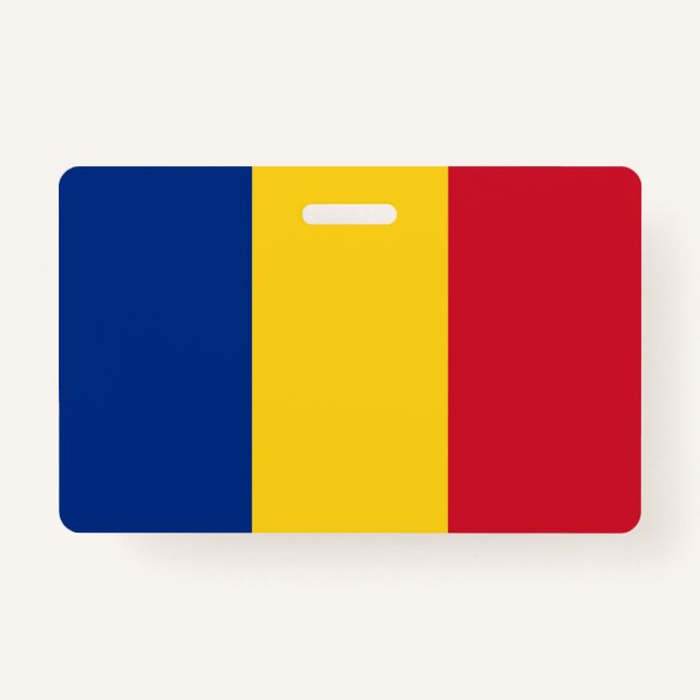 Badge Insigne de nom avec le drapeau de Roumanie (Devant)