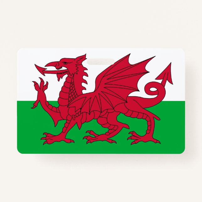 Badge Insigne de nom avec le drapeau du Pays de Galles,  (Devant)