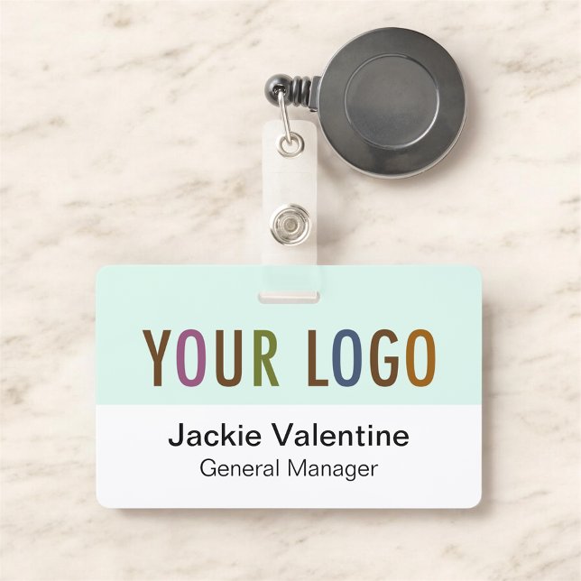 Badge Insigne de nom en plastique dur personnalisé Clip  (MISOOK Horizontal Name Badge with Logo)