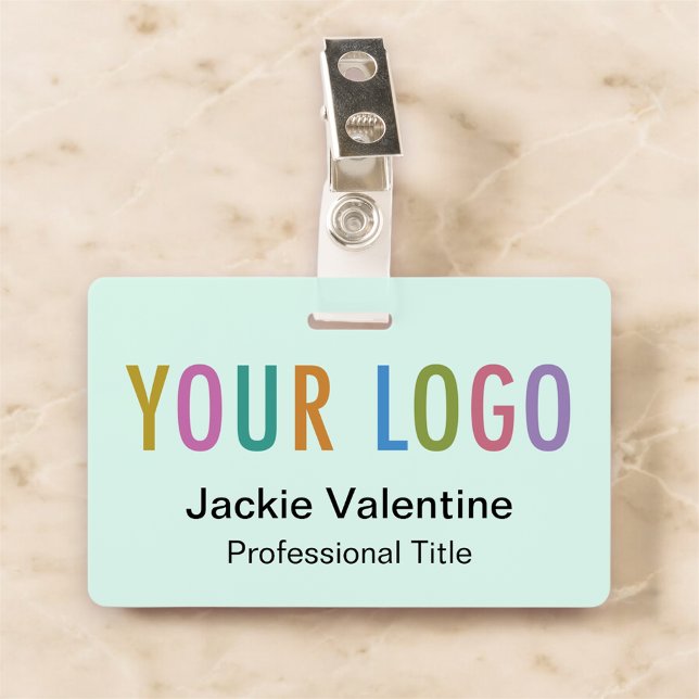 Badge Insigne de nom en PVC avec bobine du logo ou cordo (MISOOK Mint Horizontal Name Badge with Clip)
