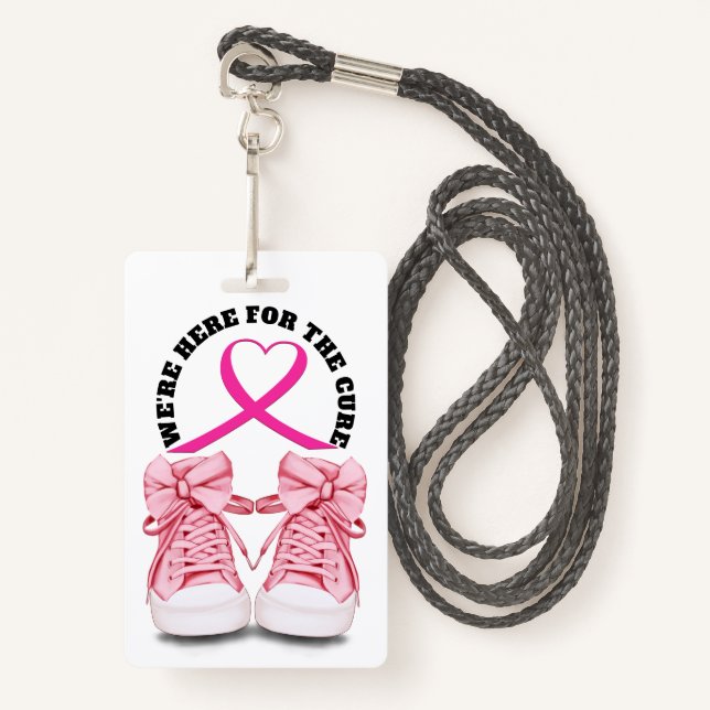 Badge Insigne de sensibilisation au cancer - Voir retour (Devant avec lanière)