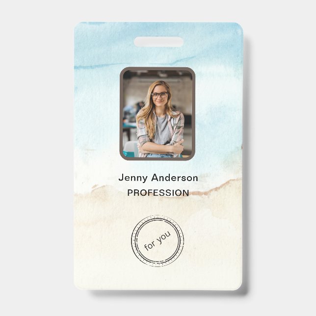 Badge Insigne d'identification de l'employé avec photo,  (Avant)