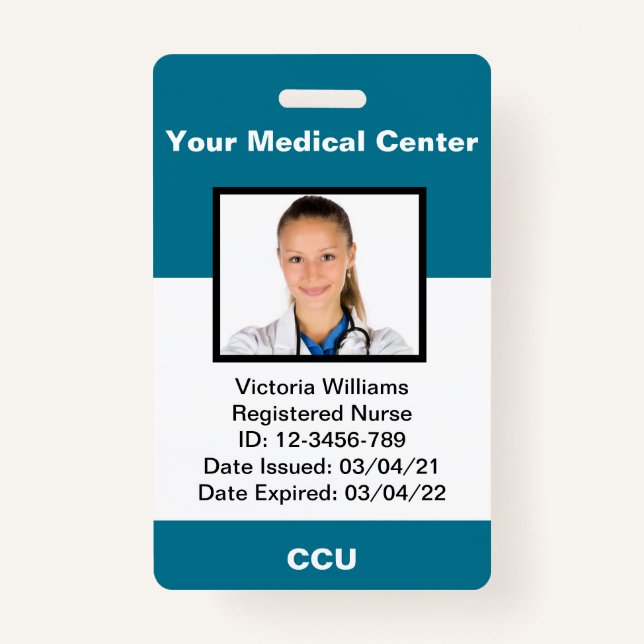 Badge Insigne d'identification photo de l'employé Médica (Devant)