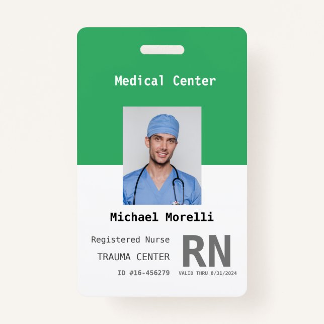 Badge Insigne d'identité photo de l'employé de l'hôpital (Devant)